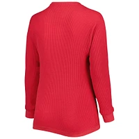 Women's Pressbox Crimson Oklahoma Sooners Surf Plus Southlawn Waffle-Knit Thermal Tri-Blend Long Sleeve T-Shirt
