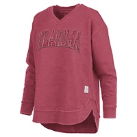 Sweat-shirt à col en V Westin Poncho pour femme Pressbox Crimson Oklahoma Sooners