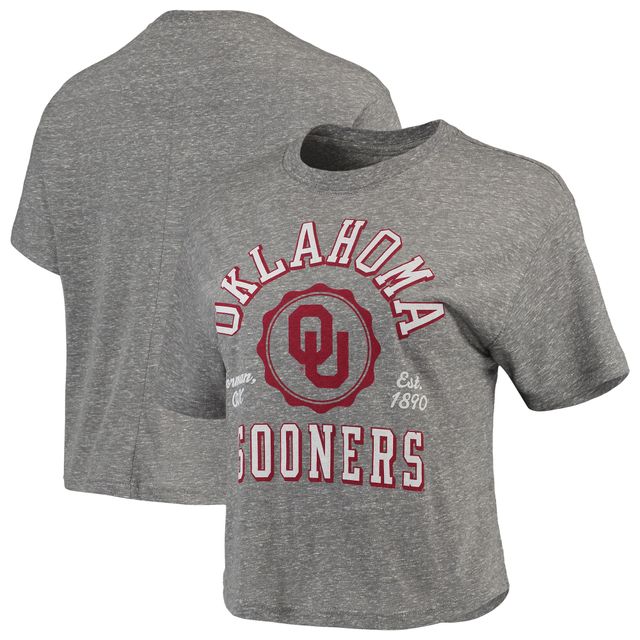 T-shirt court Oklahoma Sooners Bishop Tri-Blend Knobi Pressbox gris pour femme