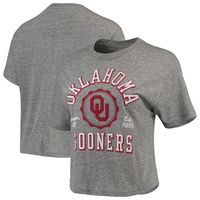 Women's Pressbox Gray Oklahoma Sooners Bishop Tri-Blend Knobi Crop T-Shirt