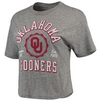 Women's Pressbox Gray Oklahoma Sooners Bishop Tri-Blend Knobi Crop T-Shirt