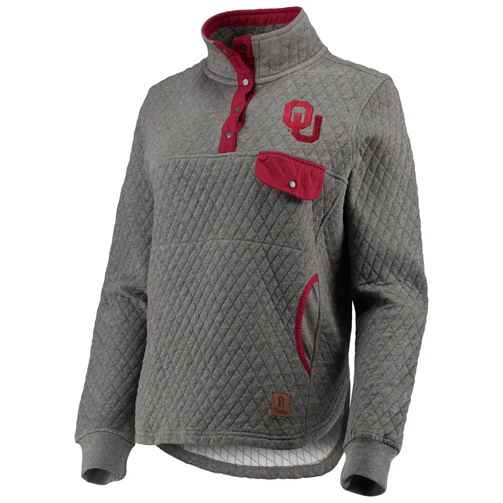 Oklahoma Sooners Magnum Quilted Quarter-Snap Pullover pour femme gris chiné/cramoisi Pressbox