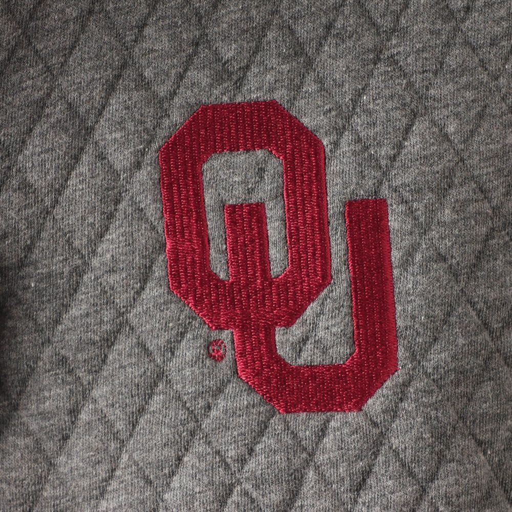 Women's Pressbox Heathered Gray/Crimson Oklahoma Sooners Magnum Quilted Quarter-Snap Pullover Jacket