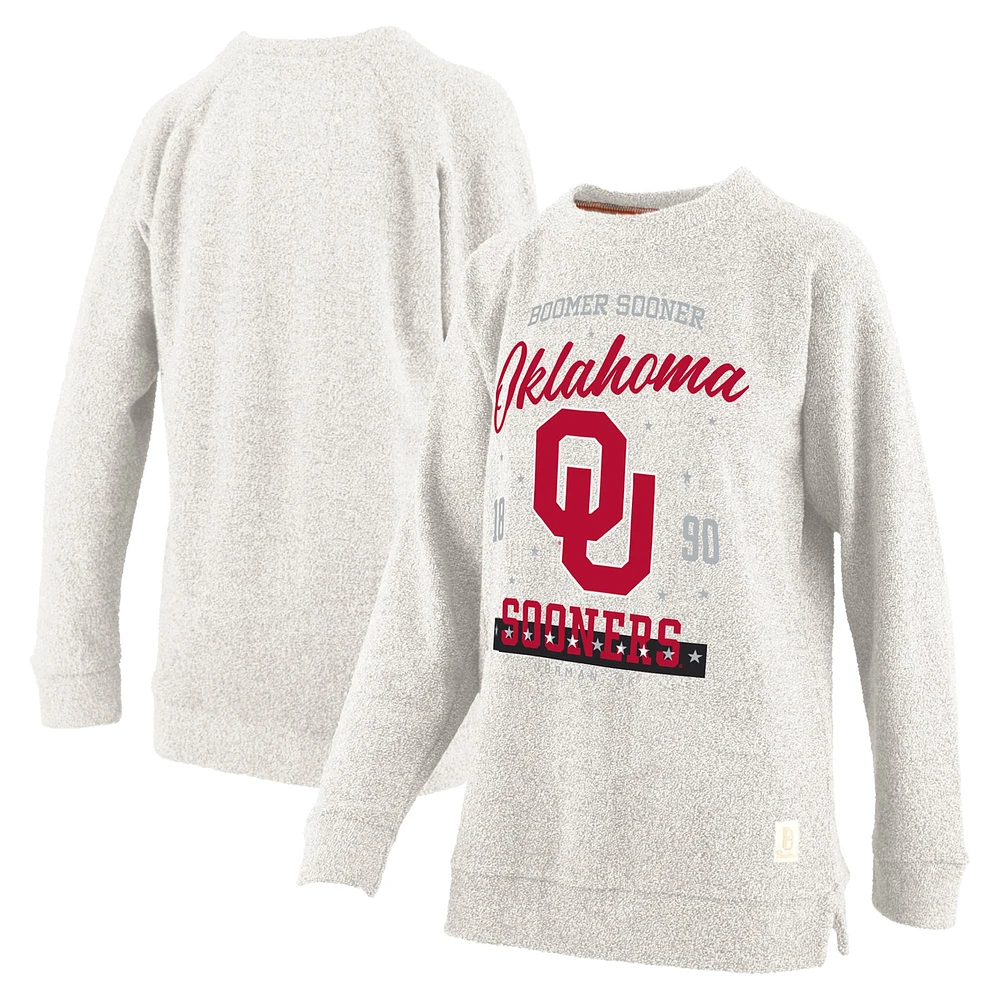 Sweat-shirt confortable en tissu éponge Cairo pour femme, grande taille, avec logo Pressbox Oatmeal des Oklahoma Sooners