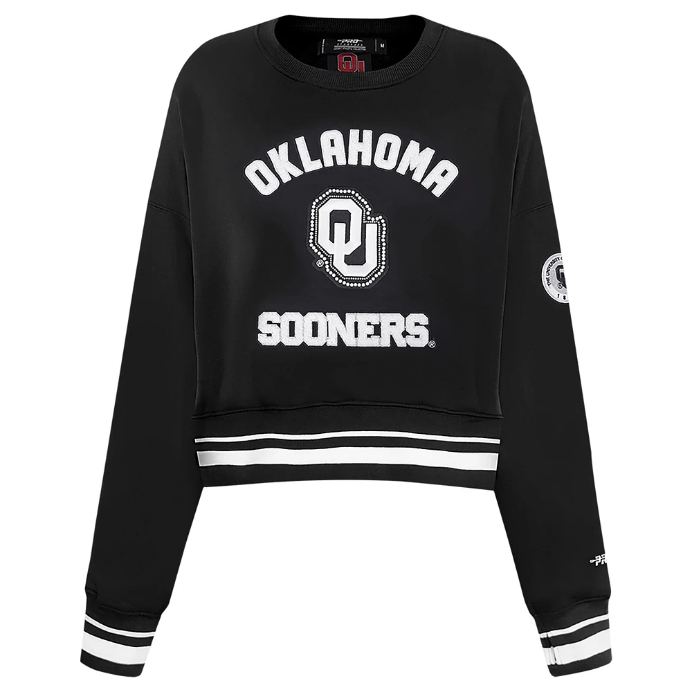 Women's Pro Standard  Black Oklahoma Sooners Pearl Cropped Pullover Sweatshirt