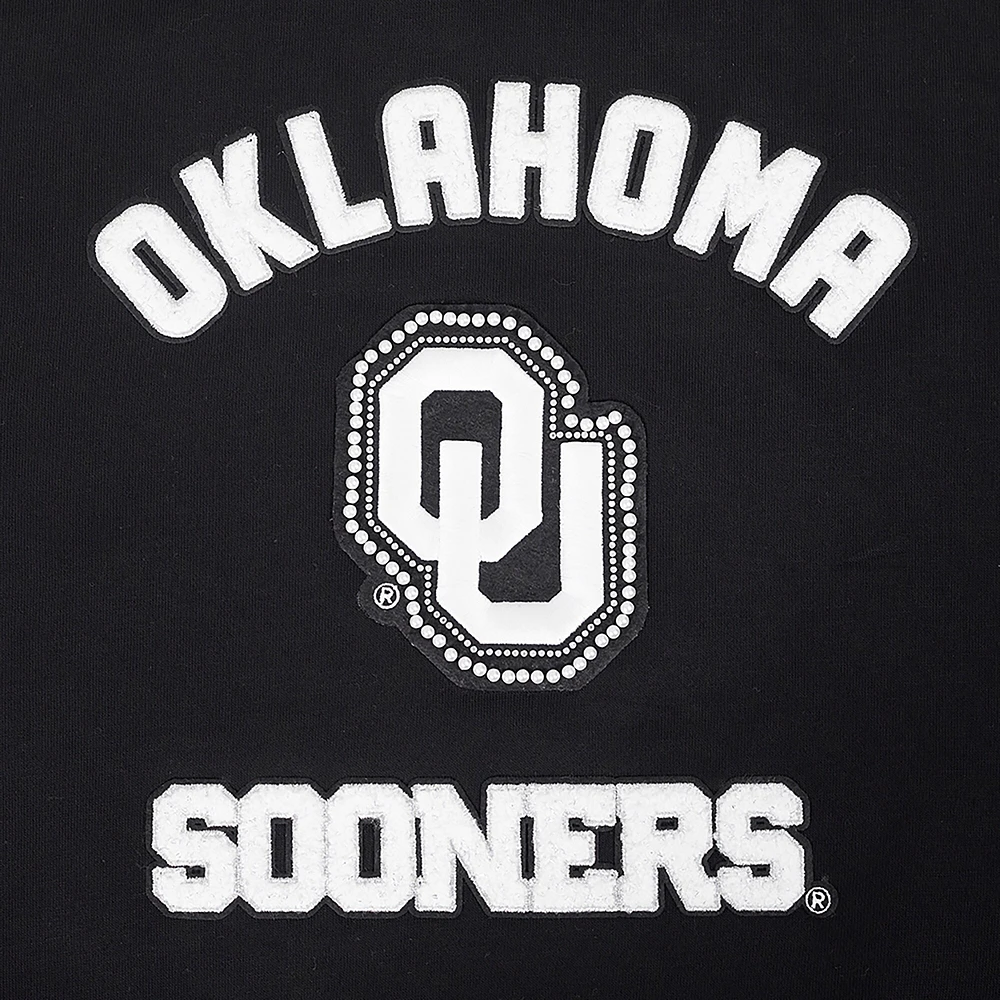 Women's Pro Standard  Black Oklahoma Sooners Pearl Cropped Pullover Sweatshirt