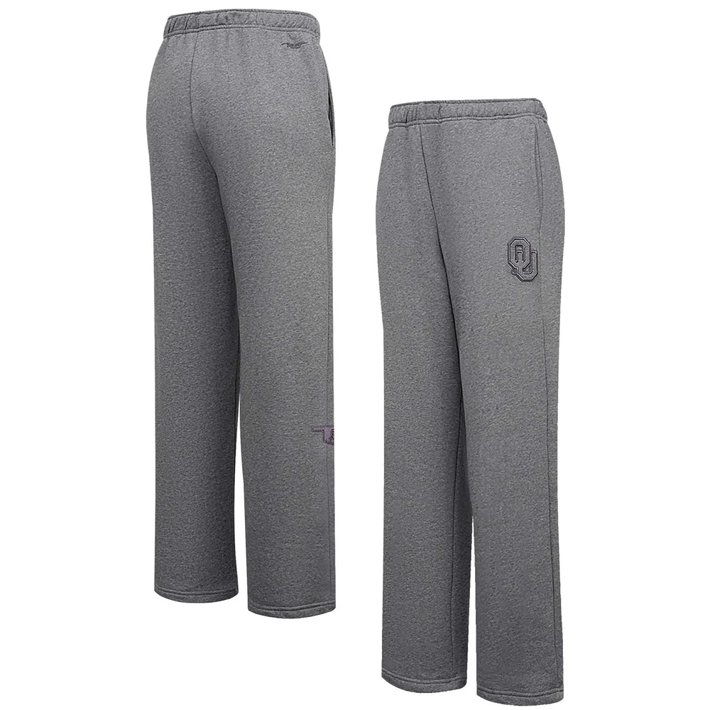 Pantalon de survêtement en polaire coupe décontractée Pro Standard Heather Charcoal pour femmes Oklahoma Sooners ton sur neutre