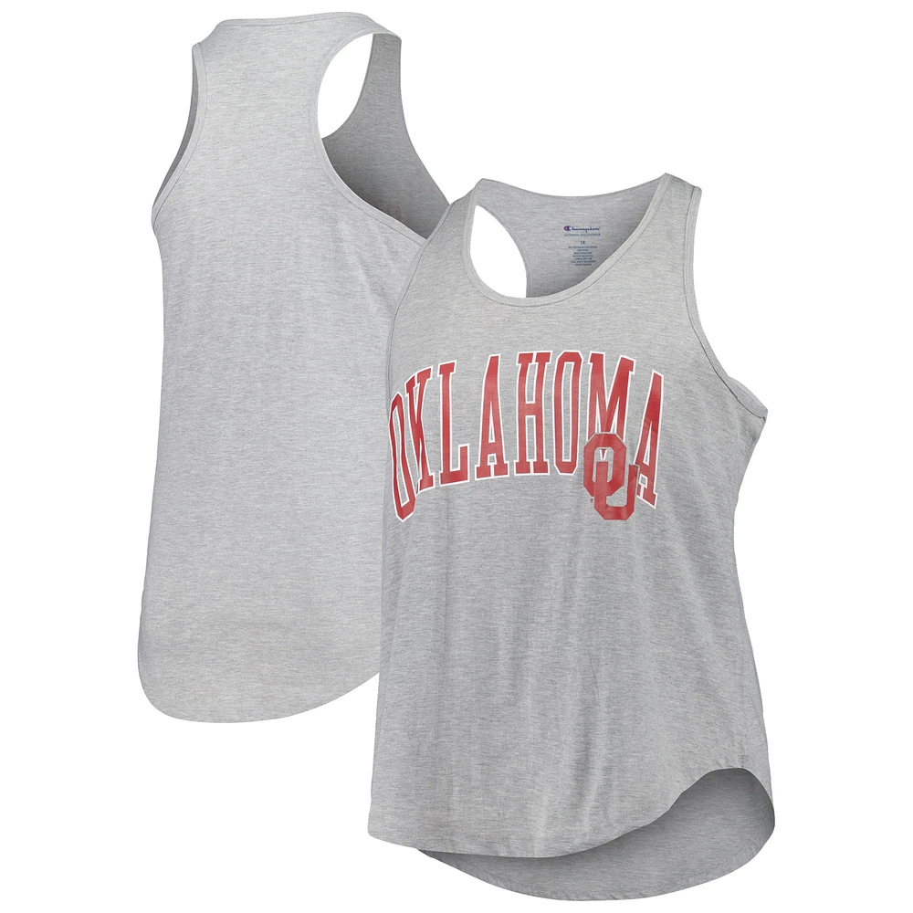 Profil pour femme Gris chiné Oklahoma Sooners Arch Logo Débardeur à col rond et dos nageur