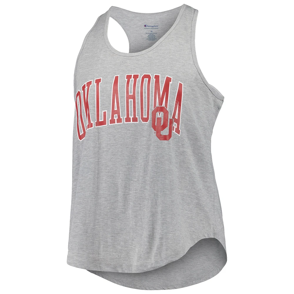 Women's Profile Heather Gray Oklahoma Sooners Arch Logo Racerback Scoop Neck Tank Top