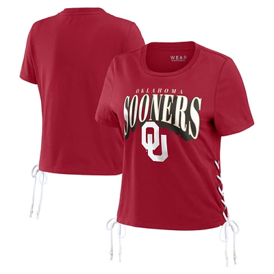 WEAR by Erin Andrews Crimson Oklahoma Sooners T-shirt court modeste à lacets sur le côté pour femmes