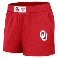 Women's WEAR by Erin Andrews Crimson Oklahoma Sooners Waffle Knit Long Sleeve T-Shirt & Shorts Lounge Set