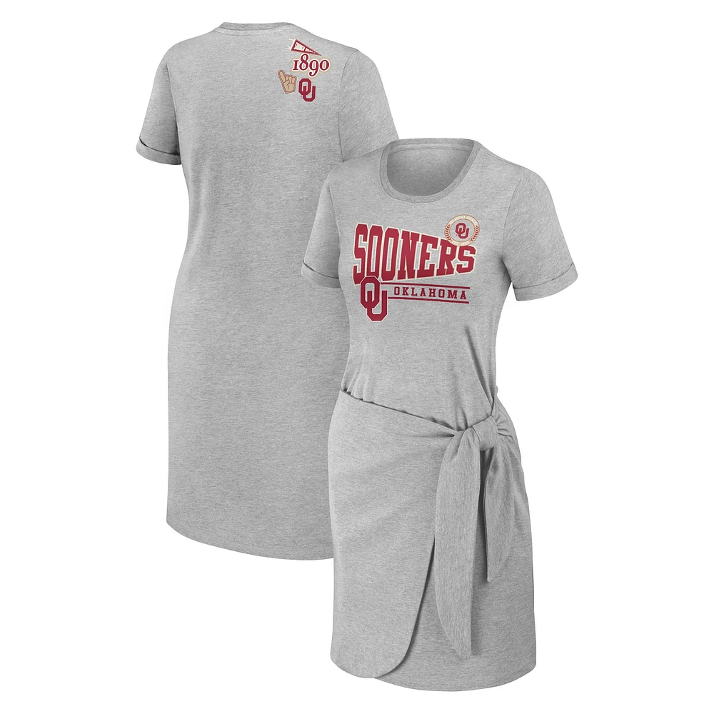 Robe t-shirt nouée Oklahoma Sooners WEAR by Erin Andrews gris chiné pour femmes