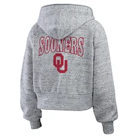 Sweat à capuche zippé double frappe Speckle pour femme par Erin Andrews Heather Gray des Oklahoma Sooners