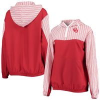 Women's ZooZatz Crimson Oklahoma Sooners Chevron Swishy Quarter-Zip Hoodie Jacket