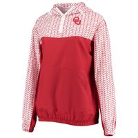 Women's ZooZatz Crimson Oklahoma Sooners Chevron Swishy Quarter-Zip Hoodie Jacket