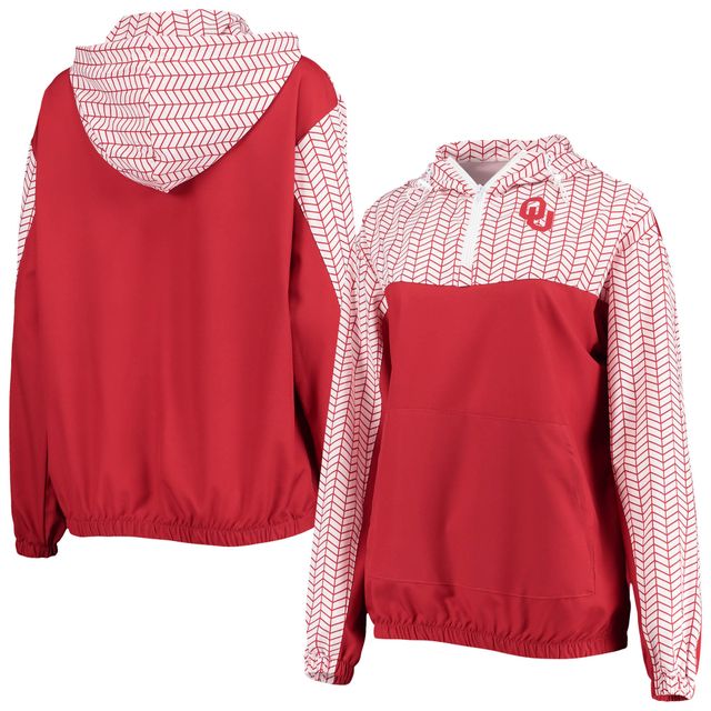 Veste à capuche pour femmes ZooZatz Crimson Oklahoma Sooners Chevron Swishy quart-zip