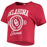 Women's ZooZatz Crimson Oklahoma Sooners Core Laurels Cropped T-Shirt