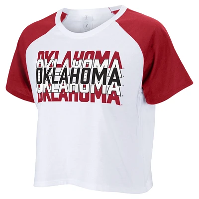 ZooZatz T-shirt court blanc Oklahoma Sooners à répétition raglan pour femmes