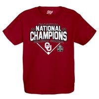 Youth Blue 84 Crimson Oklahoma Sooners 2022 NCAA Softball Women's College World Series Champions Base Path Schedule T-Shirt