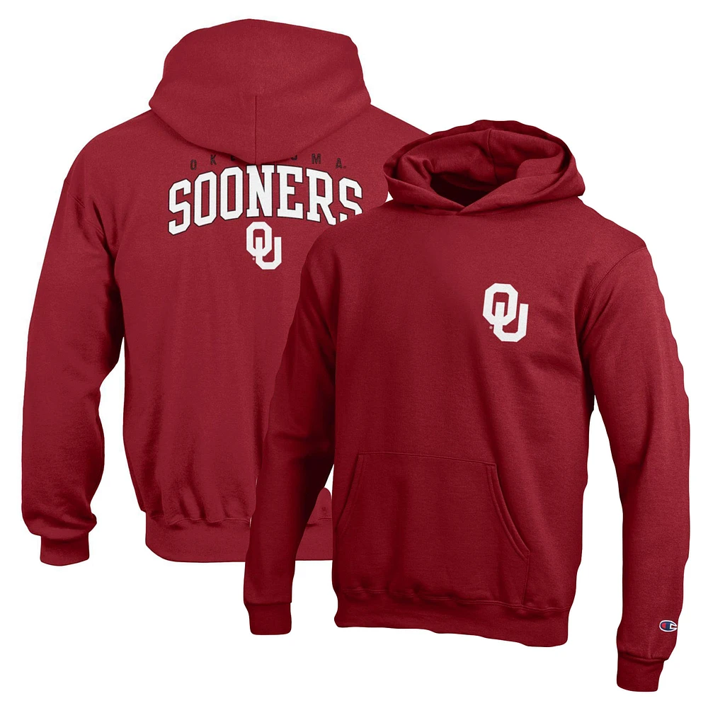 Youth Champion Crimson Oklahoma Sooners Powerblend Two-Hit Pullover Hoodie