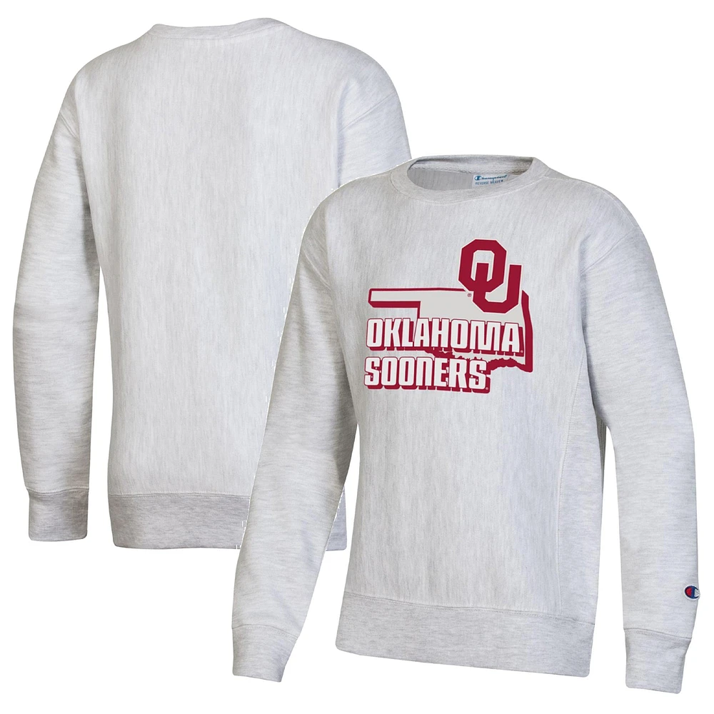 Sweatshirt à enfiler armure inversée Oklahoma Sooners Champion pour jeunes, gris chiné