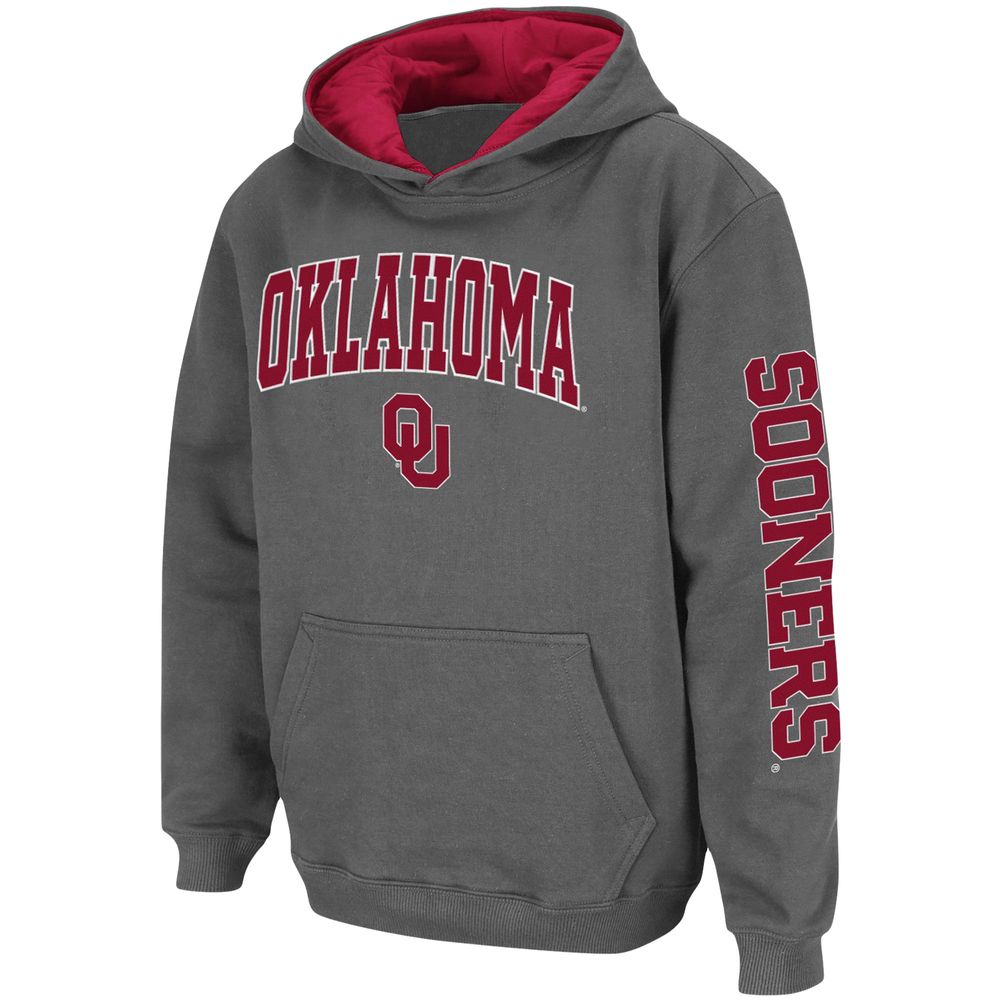 Youth Colosseum Charcoal Oklahoma Sooners 2-Hit Team Pullover Hoodie