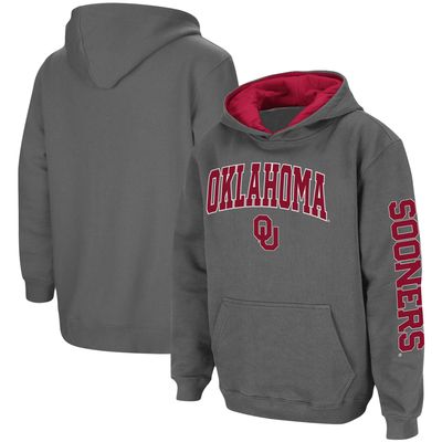 Youth Colosseum Charcoal Oklahoma Sooners 2-Hit Team Pullover Hoodie