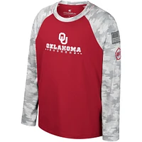 Youth Colosseum Crimson/Camo Oklahoma Sooners OHT Military Appreciation Dark Star Raglan Long Sleeve T-Shirt