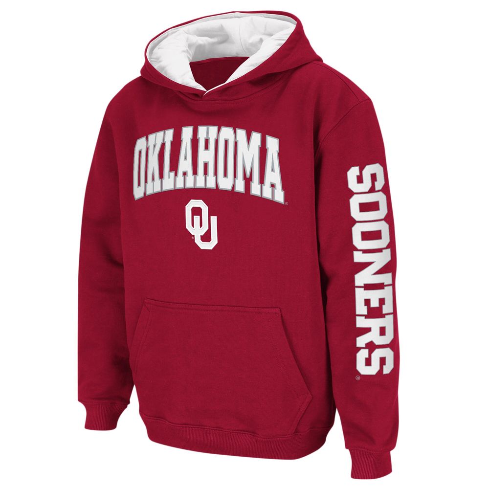 Youth Colosseum Crimson Oklahoma Sooners 2-Hit Team Pullover Hoodie