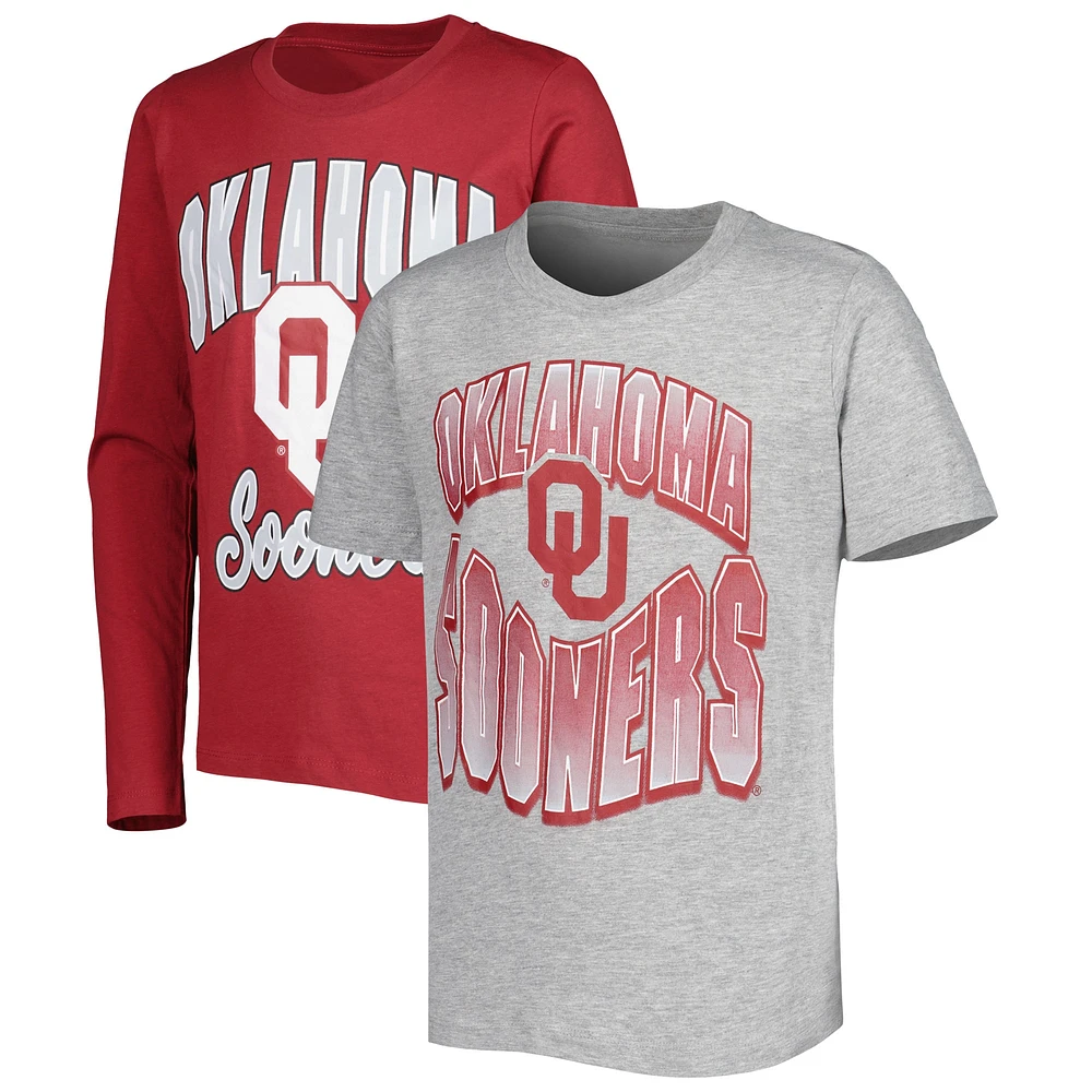 Youth Crimson/Heather Gray Oklahoma Sooners Game Day T-Shirt Combo Pack