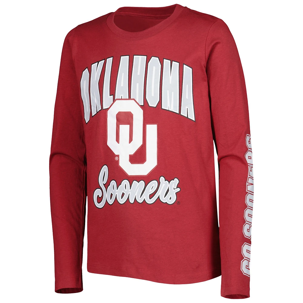 Youth Crimson/Heather Gray Oklahoma Sooners Game Day T-Shirt Combo Pack