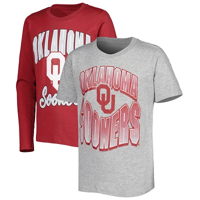 Lot de t-shirts Oklahoma Sooners Game Day pour enfant cramoisi/gris chiné