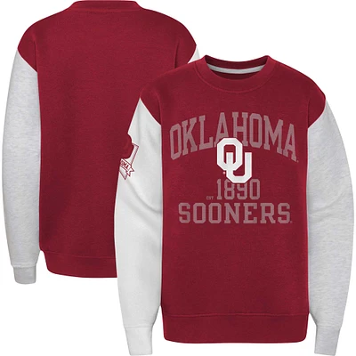 Sweat-shirt à enfiler en molleton color block Oklahoma Sooners cramoisi pour jeune