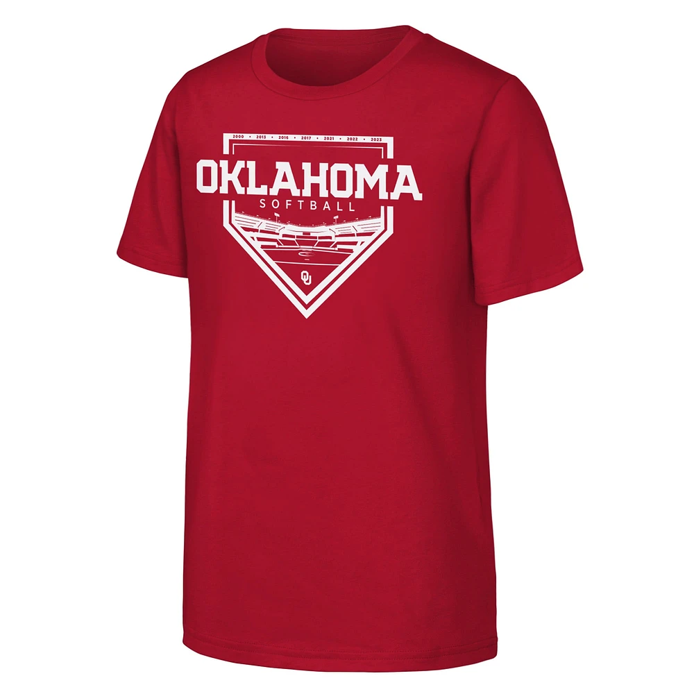 T-shirt de softball cramoisi pour jeunes Oklahoma Sooners