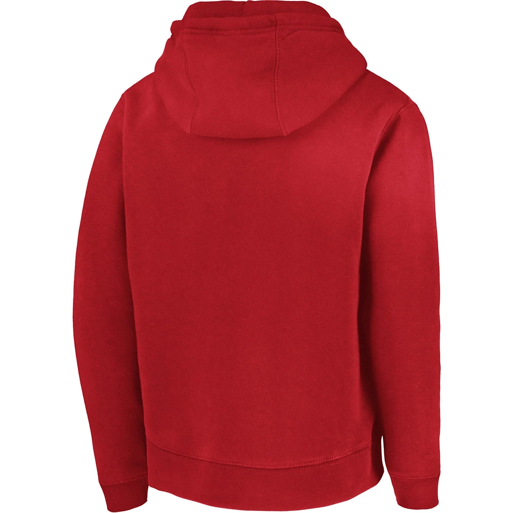 Youth Fanatics Crimson Oklahoma Sooners Stacked Arch Pullover Hoodie