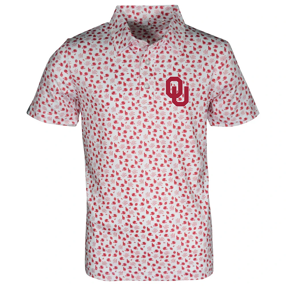 Polo imprimé intégral Earnest blanc pour jeunes Garb Oklahoma Sooners