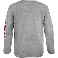 T-shirt à manches longues pour jeunes Oklahoma Sooners 2-Hit For My Team gris chiné