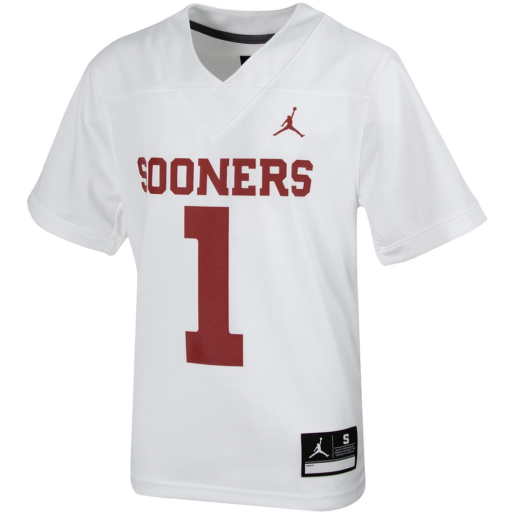 Youth Jordan Brand #1 White Oklahoma Sooners Untouchable Football Jersey