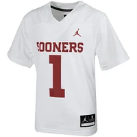 Maillot de football Jordan Brand #1 blanc Oklahoma Sooners Intouchable pour jeune