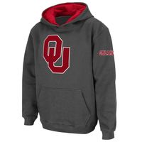 Youth Stadium Athletic Charcoal Oklahoma Sooners Big Logo Pullover Hoodie