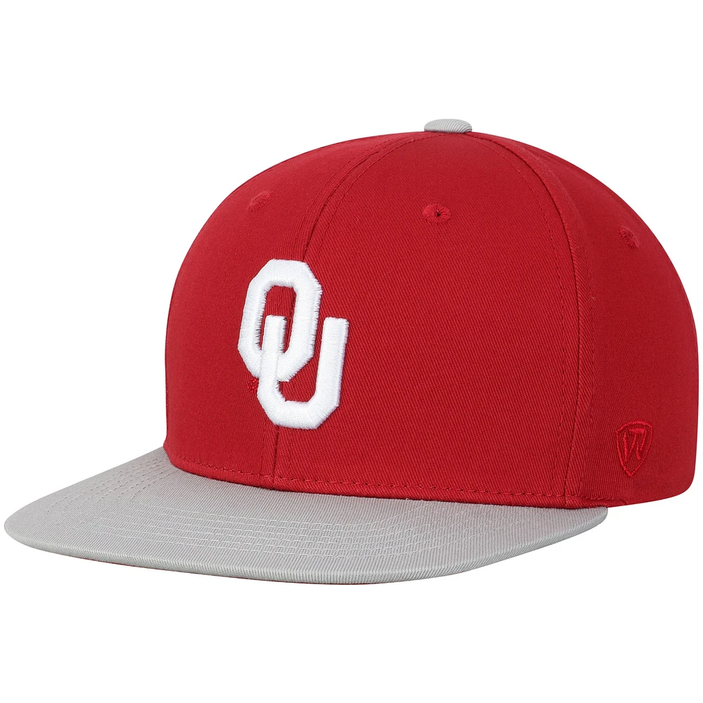 Youth Top of the World Crimson Oklahoma Sooners Maverick Snapback Adjustable Hat