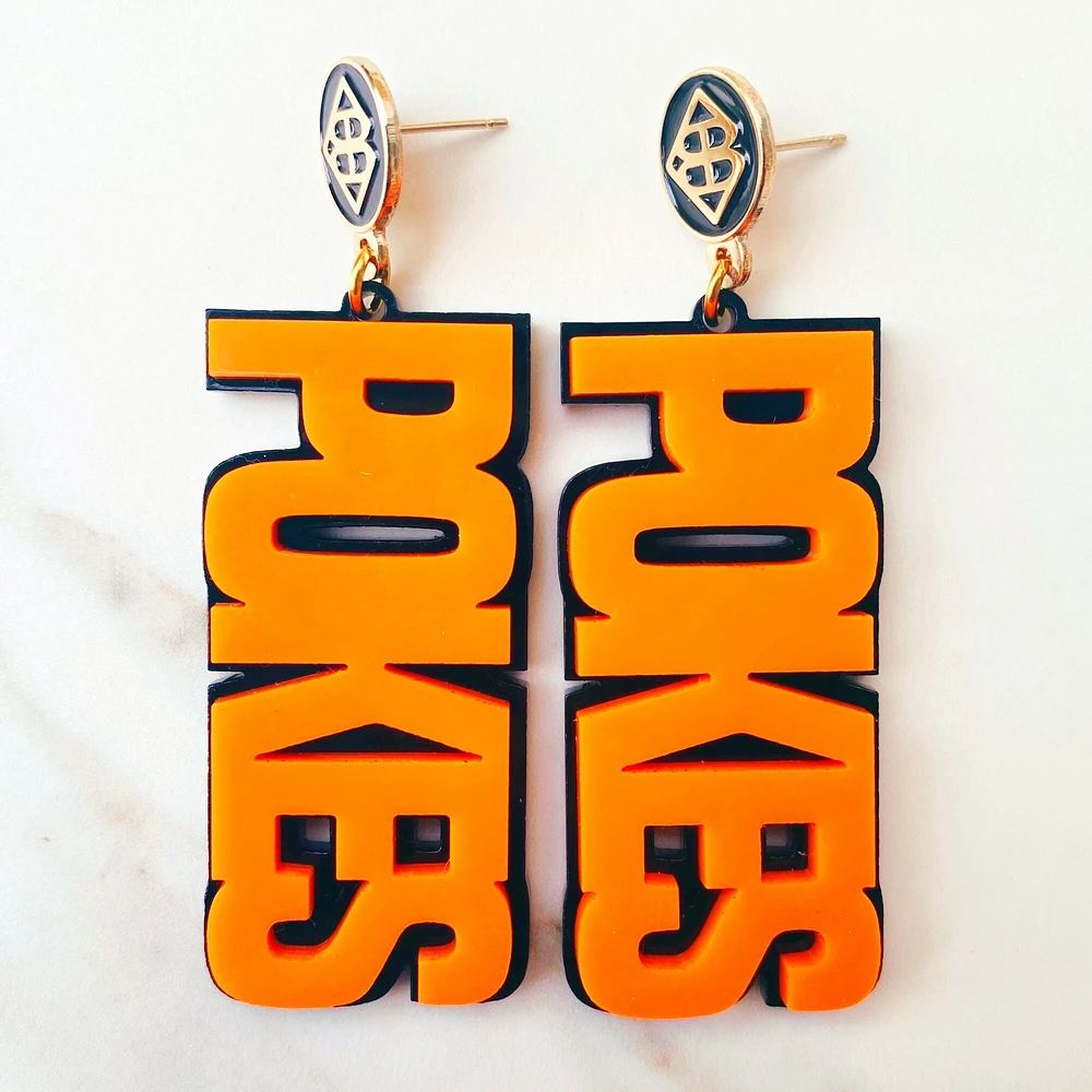 Brianna Cannon Oklahoma State Cowboys Large Word Earrings