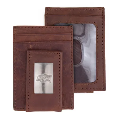 Oklahoma State Cowboys Leather Front Pocket Wallet - Brown