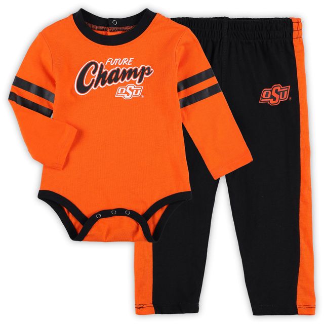 Ensemble body et pantalon de survêtement à manches longues pour bébé orange/noir Oklahoma State Cowboys Little Kicker