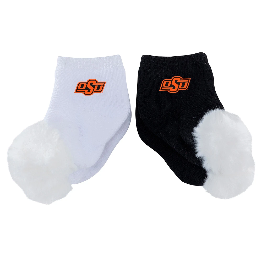 Lot de deux paires de chaussettes à pompon ZooZatz Oklahoma State Cowboys pour bébé