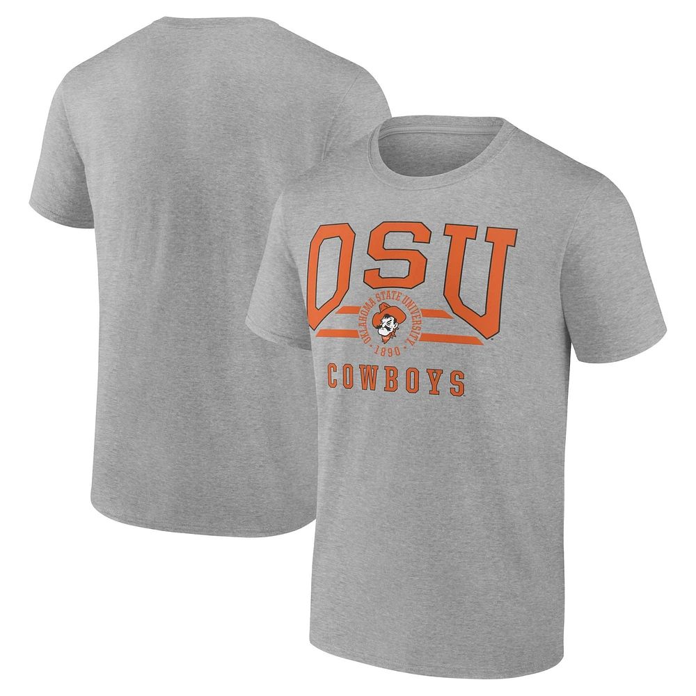 Men's Fanatics Gray Oklahoma State Cowboys Double Stripe Fame T-Shirt