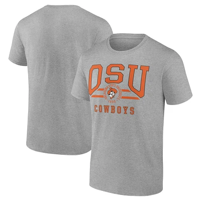 Men's Fanatics  Gray Oklahoma State Cowboys Double Stripe Fame T-Shirt