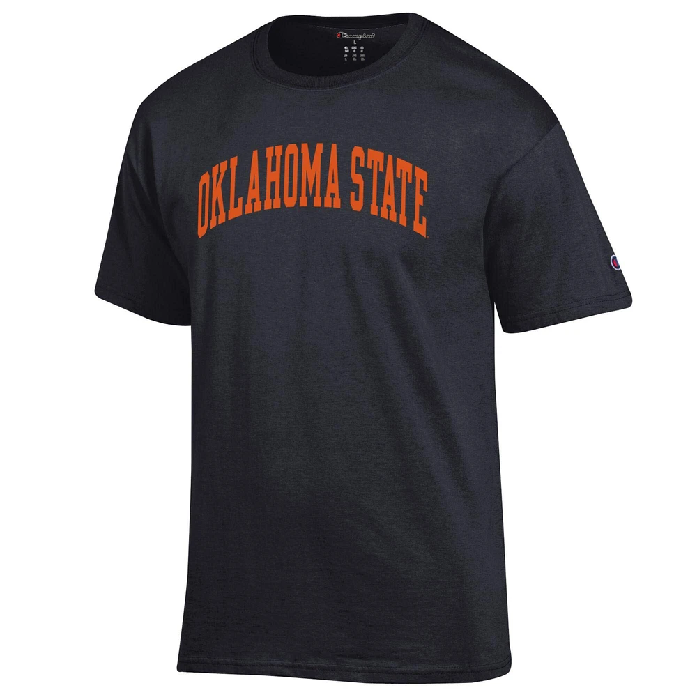 T-shirt noir basique Arch Champion pour homme des Cowboys de l'Oklahoma State