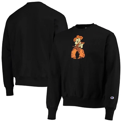 Men's Champion Black Oklahoma State Cowboys Vault Logo Reverse Weave Pullover Sweatshirt