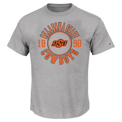 T-shirt Champion Heather Grey Oklahoma State Cowboys Big & Tall Circle Logo pour hommes